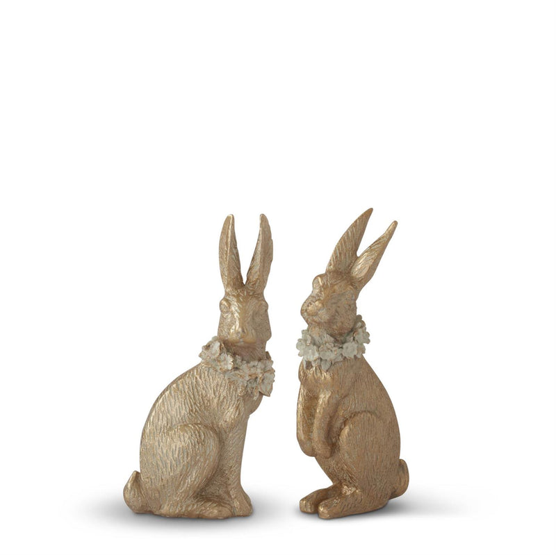 Gold Resin Easter Bunnies 7.5 inch (2 Styles) Each Sold Separately