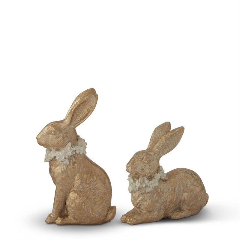Gold Resin Easter Bunnies - 8.25 inch (2 Styles) Each Sold Separately