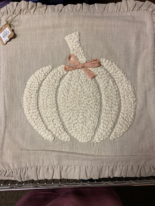Square White Pumpkin Pillow