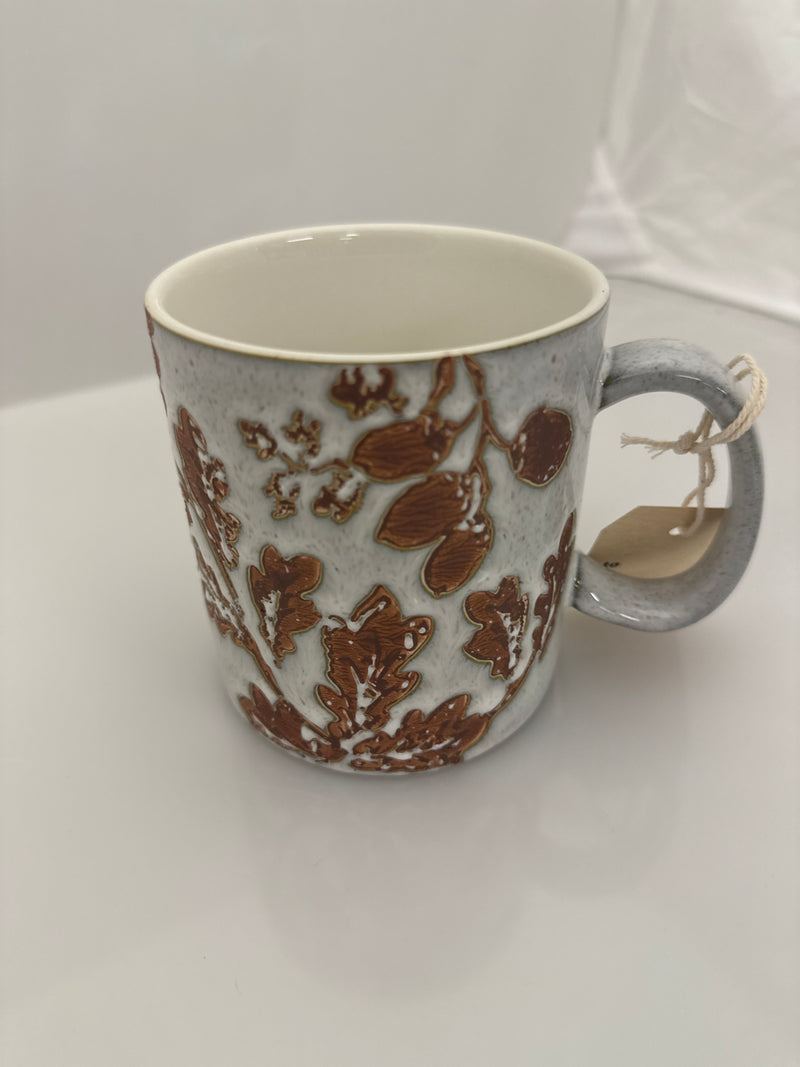 Oak Leaf & Acorn Mug  - White Multi