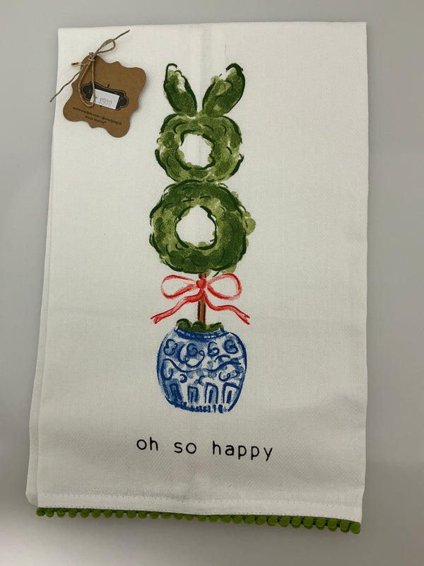 Oh So Happy Topiary Tea Towel