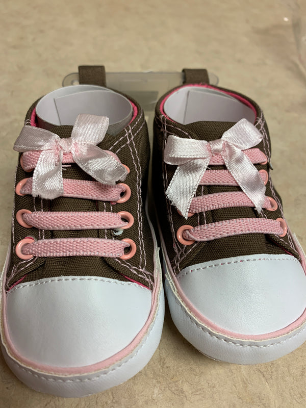 Pink/Brown Polka Dot Girls Shoes- 6-12 month