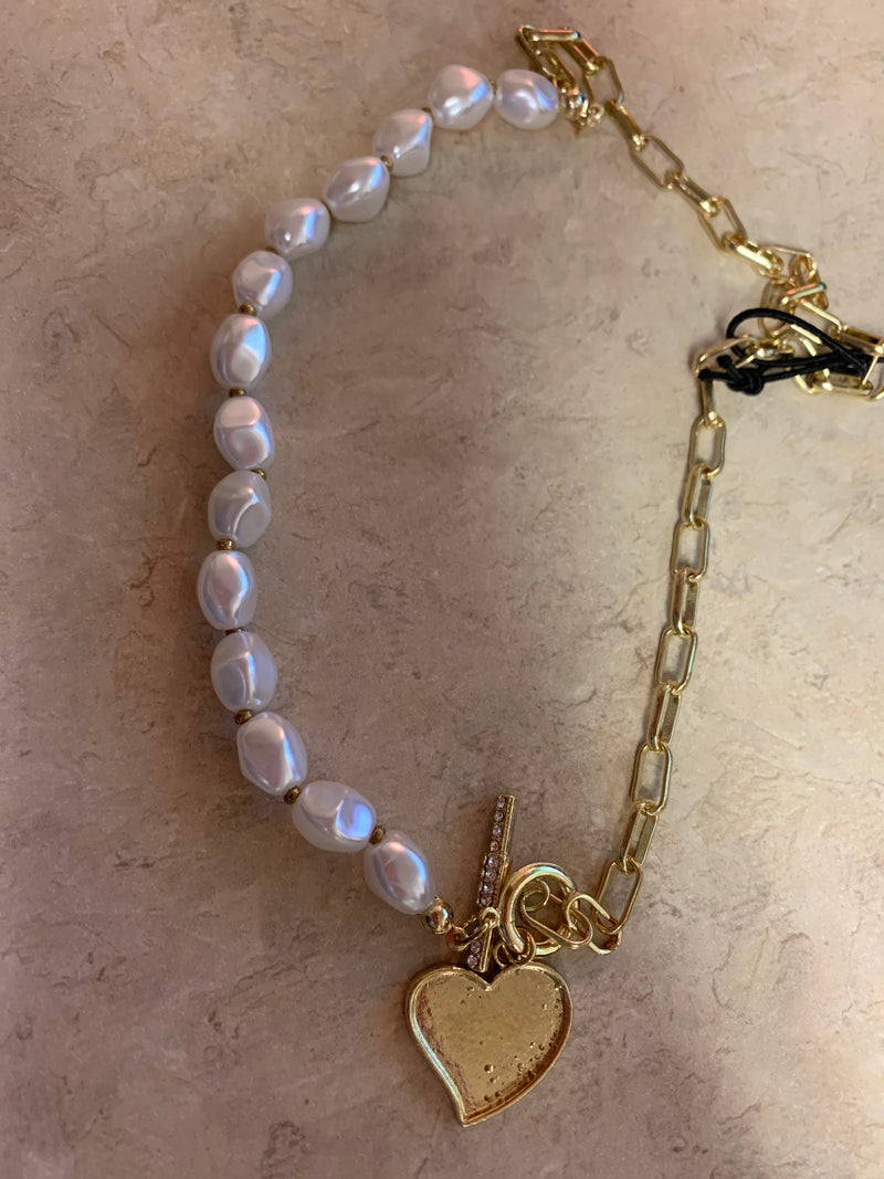 Pearl Necklace with Heart