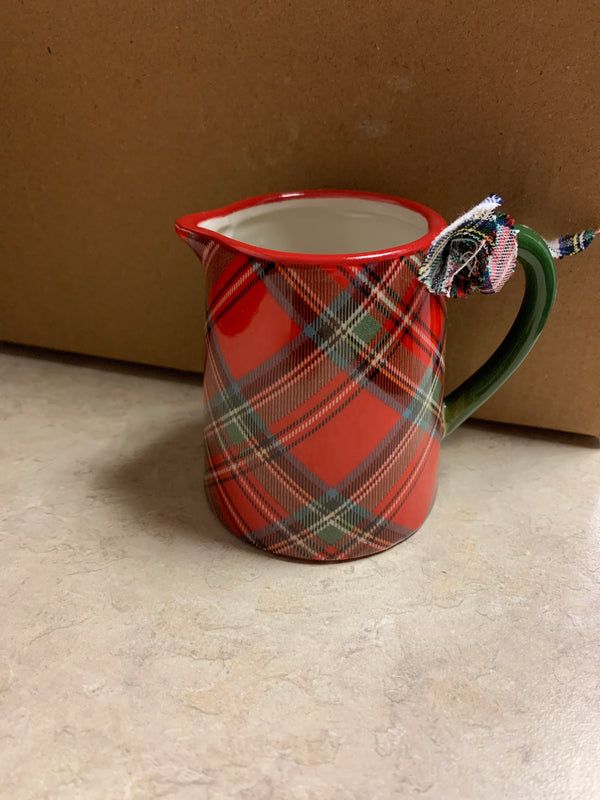 Red Tartan Xmas Bud Vase