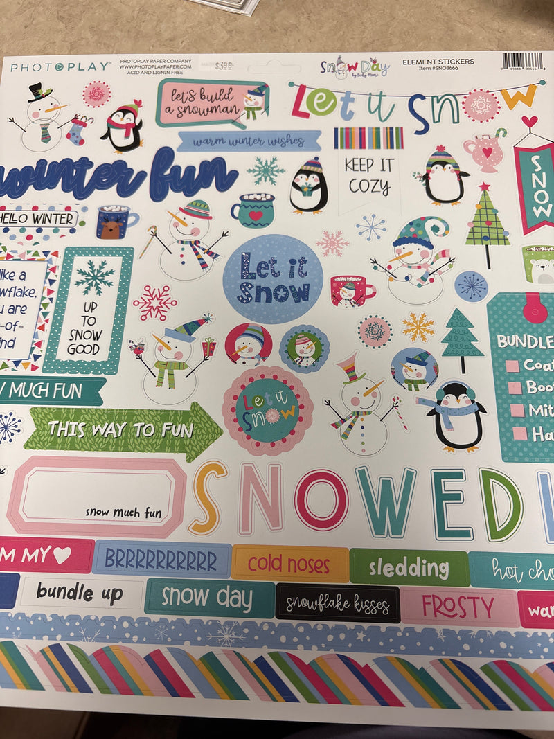 Snow Day -  Element Stickers - 12 x 12 Scrapbook Stickers