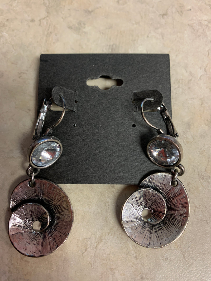 Silver Rhinestone with Silver Swirl Drop