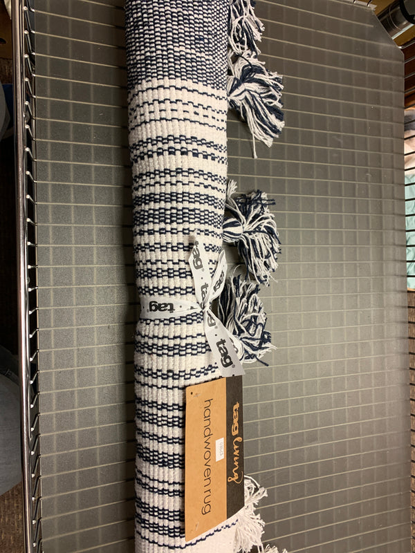 Tassel Plaid Rug - Navy