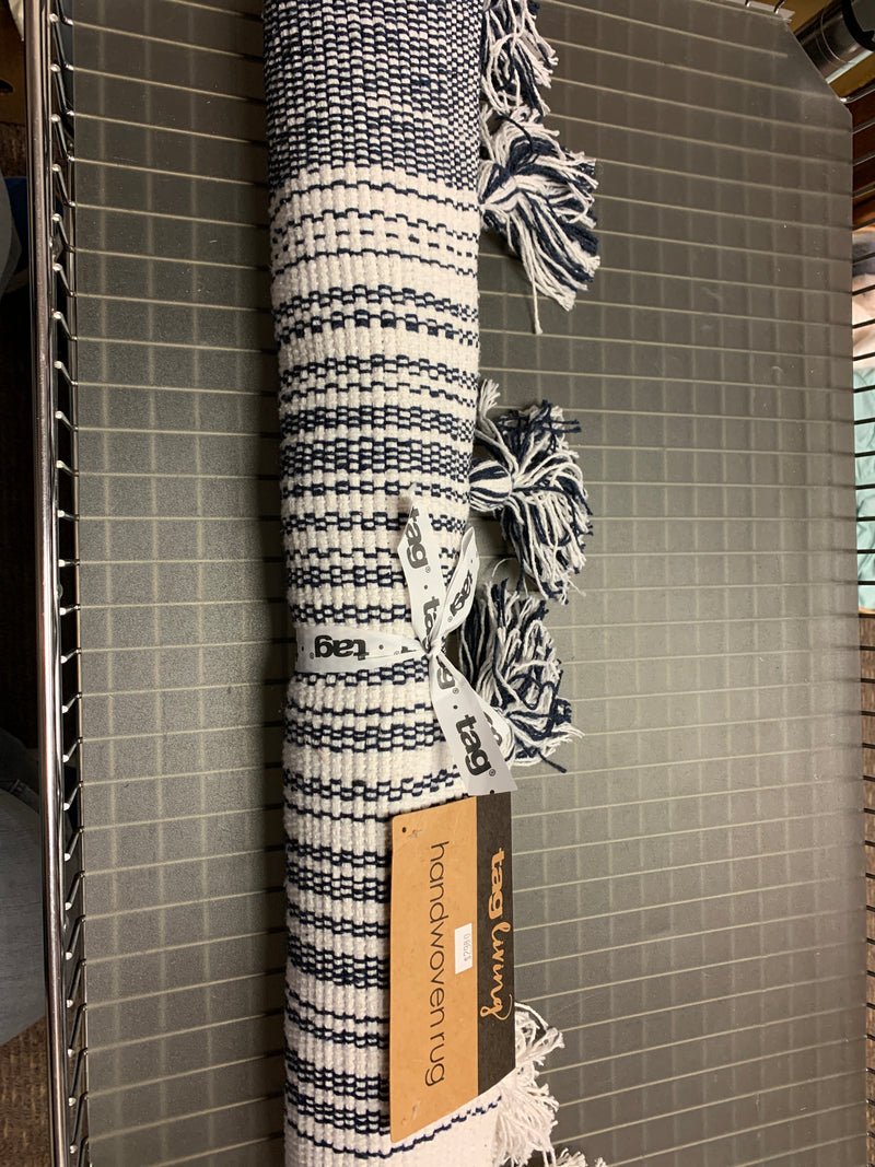 Tassel Plaid Rug - Navy