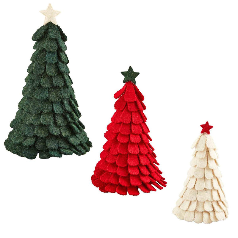 Farm Xmas Green Felt Tree Sitters - Large