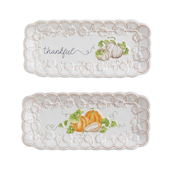 White Pumpkin Thankful Gather Everything Plate