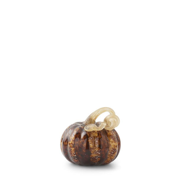 Brown Speckled Handblown Glass Pumpkin - 3.25 inch