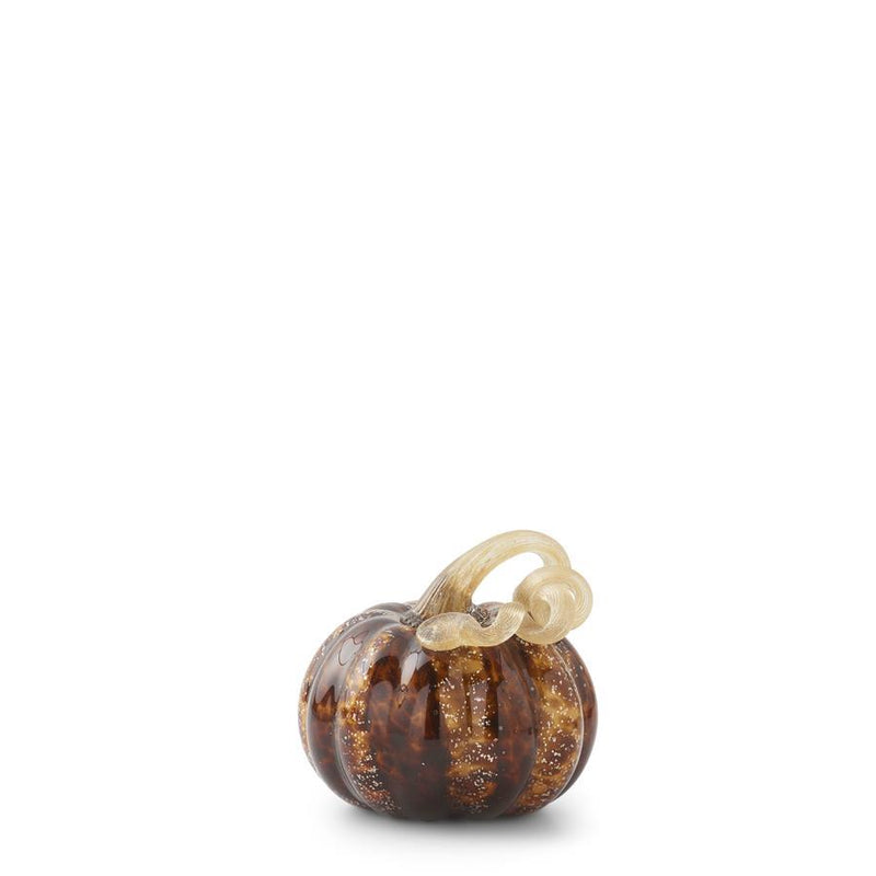 Brown Speckled Handblown Glass Pumpkin - 3.25 inch