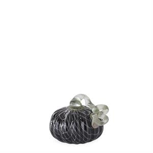 Black with White Swirls Handblown Glass Pumpkin - 4.5 inch