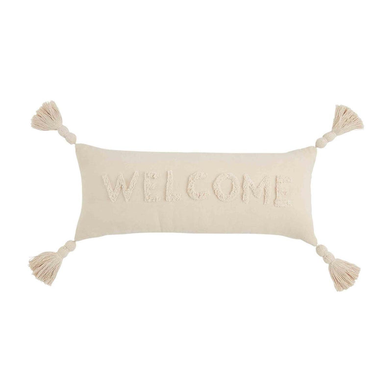 Lumbar Tufted Cotton Word Pillows - Welcome