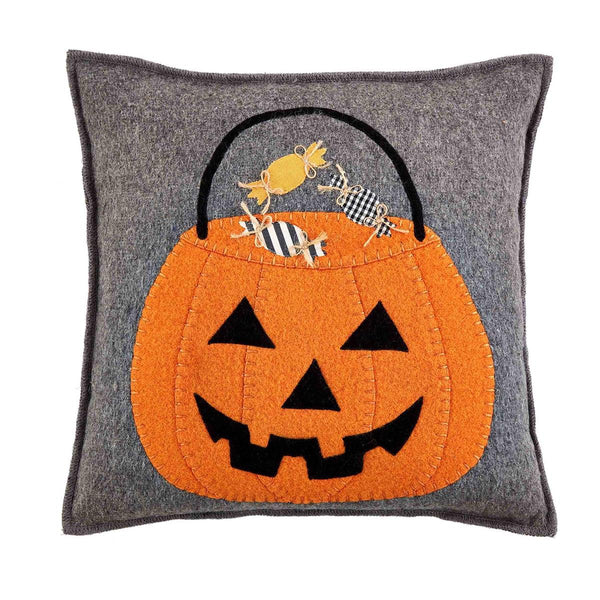 Pumpkin Felt Halloween Pillow