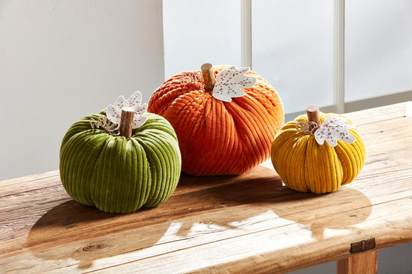 Yellow Corduroy Pumpkin Sitter - Yellow Pumpkin Only