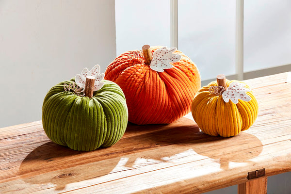 Green Corduroy Pumpkin Sitter