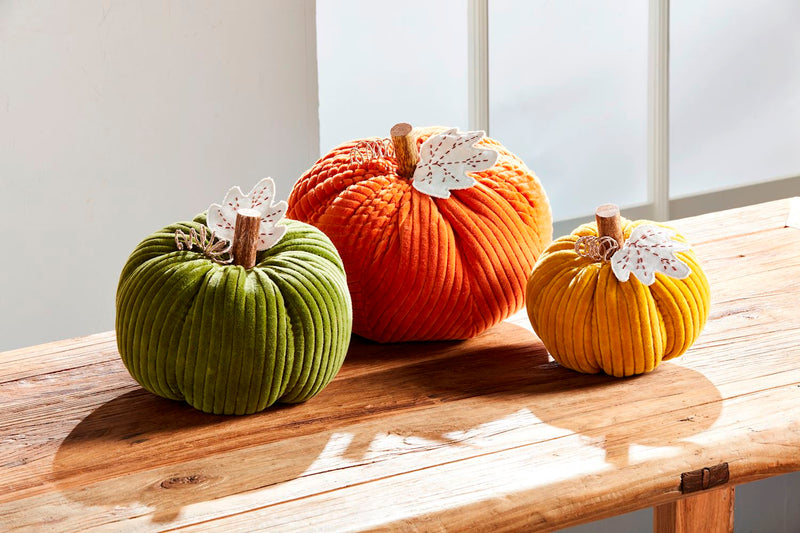 Green Corduroy Pumpkin Sitter