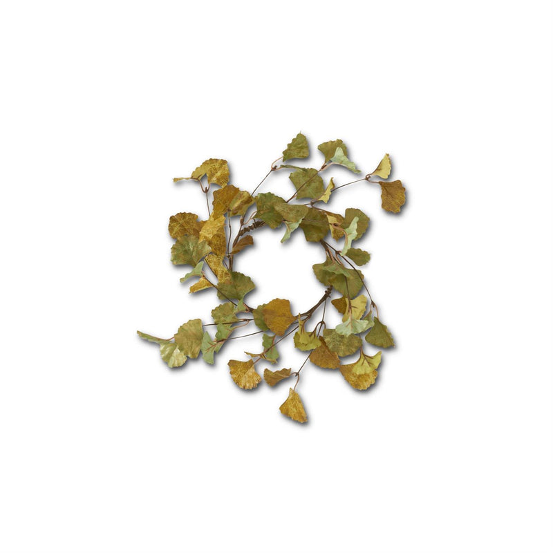 Green & Yellow Gingko  Leaf Candle Ring/Wreath - 12 inch