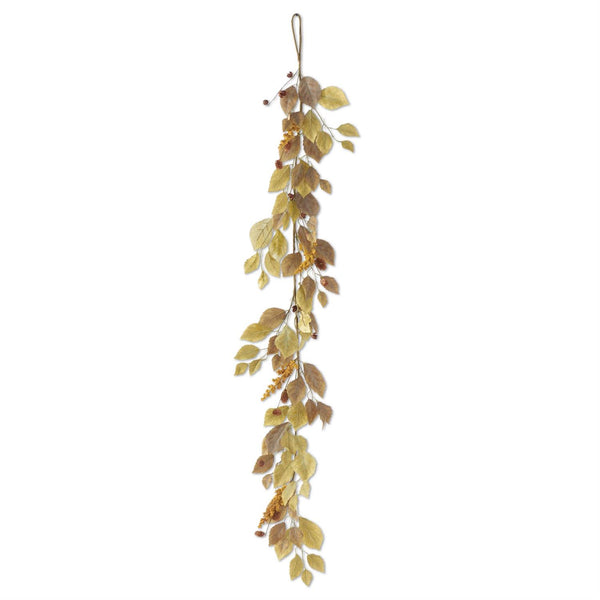Green Birch Leaves Garland w/Mustard Spikes
