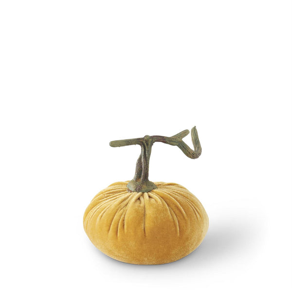 Yellow Velvet Stuffed Pumpkin - 5.25 inch