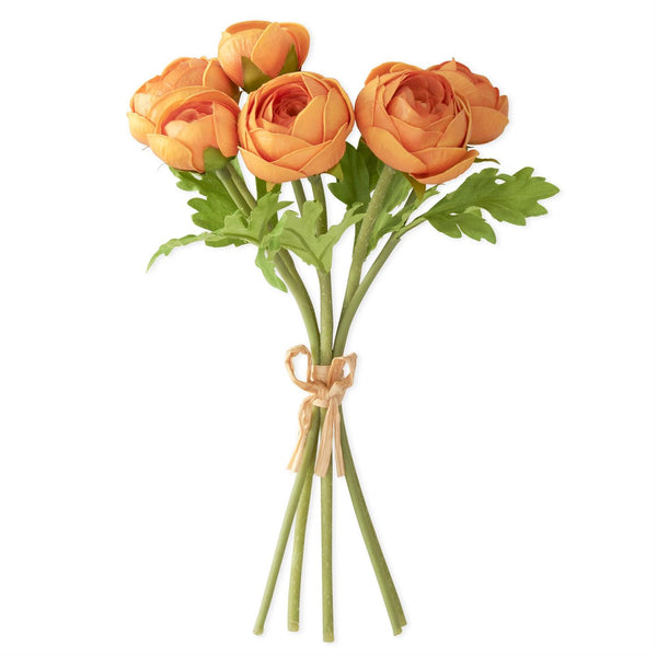 Yellow Orange Real Touch Ranunculus Bundle - 10.75Inch - 6 Stems