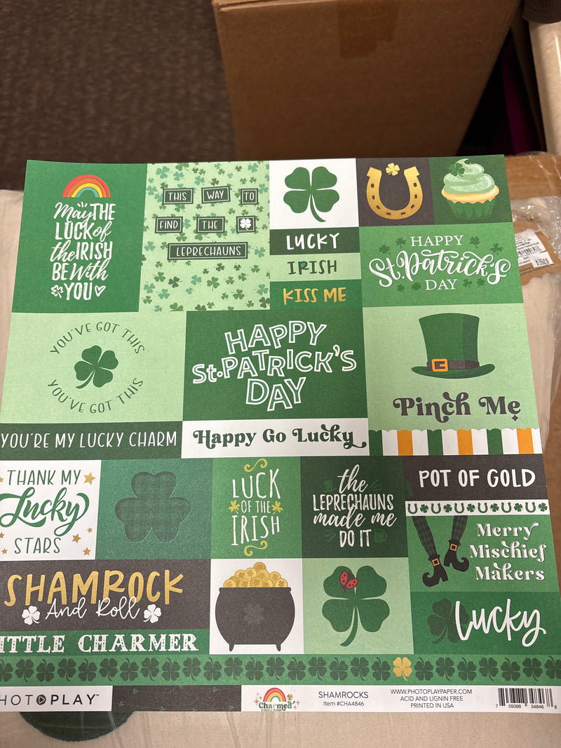 Shamrocks - Charmed - 12 x 12 Scrapbook Paper