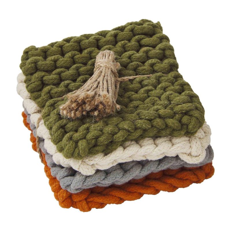 Green Crochet Fall Coasters