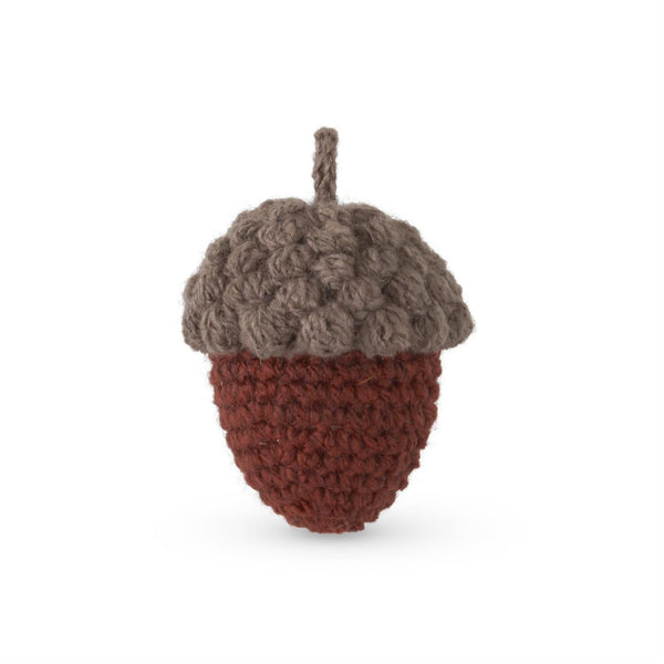 Rust and Tan Knit Acorn - Handcrafted 3.5 Inch