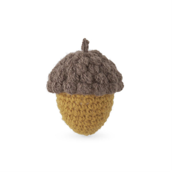 Mustard and Tan Knit Acorn - Handcrafted 3.5 Inch