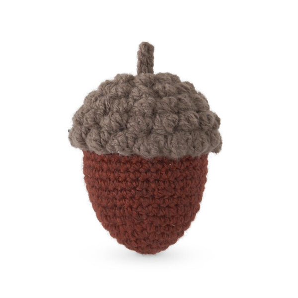 Rust and Tan Knit Acorn - Handcrafted 4.25 Inch