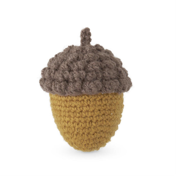 Mustard and Tan Knit Acorn - Handcrafted 4.25 Inch