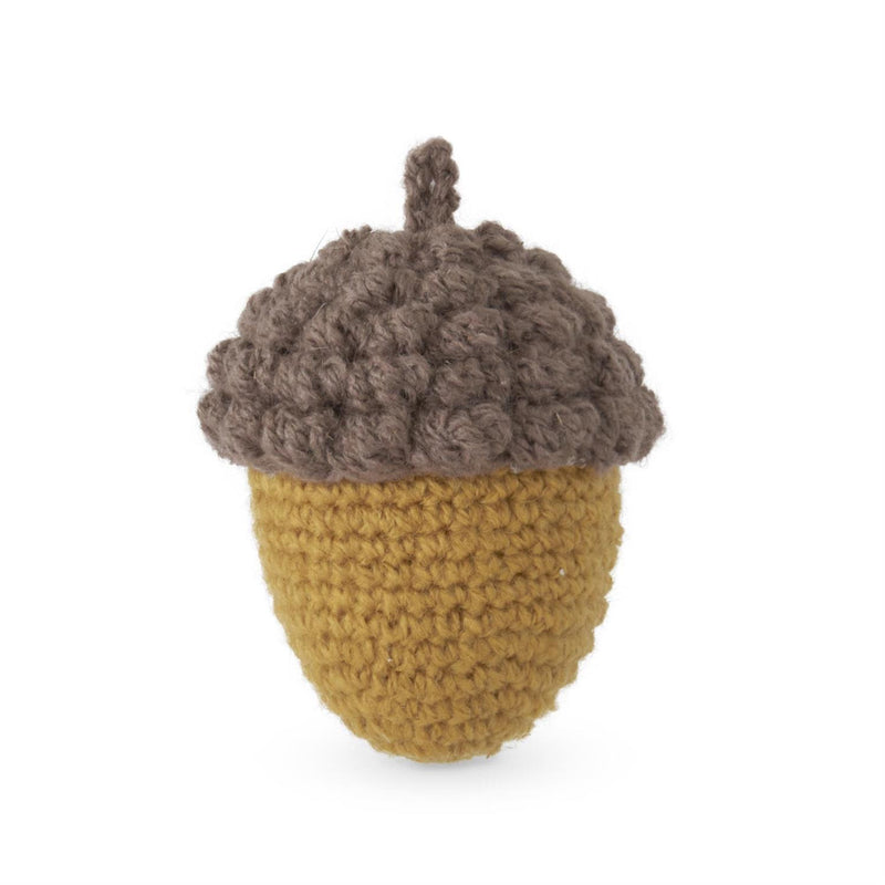 Mustard and Tan Knit Acorn - Handcrafted 4.25 Inch