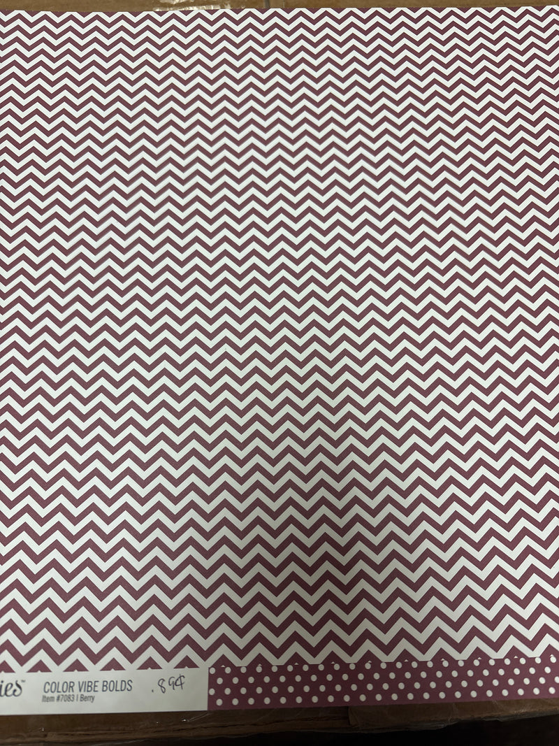 Berry - Chevron and Dot - 12 x 12 Scrapbook Paper