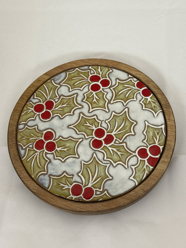 Wood and Stoneware Trivet