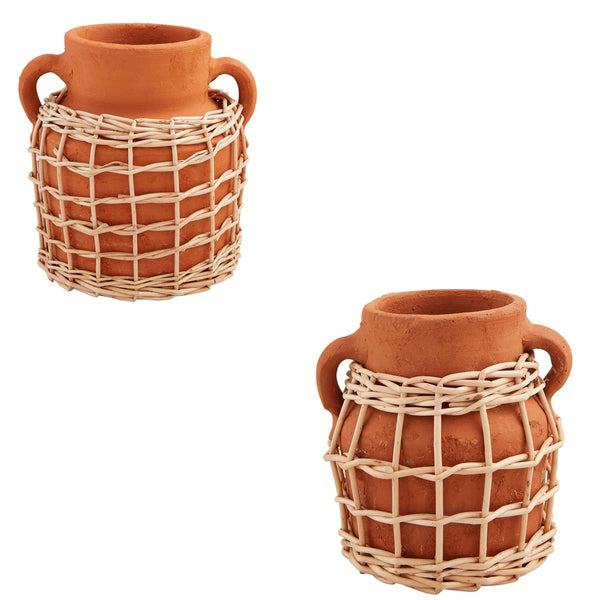 Terracotta Rattan Vase - Large