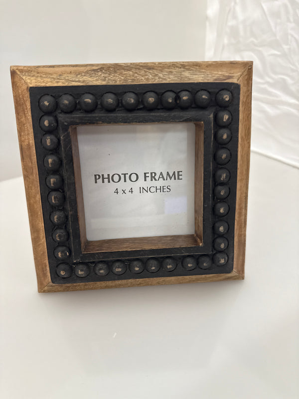 Black Rivet & Wood Photo Frame - 4x4