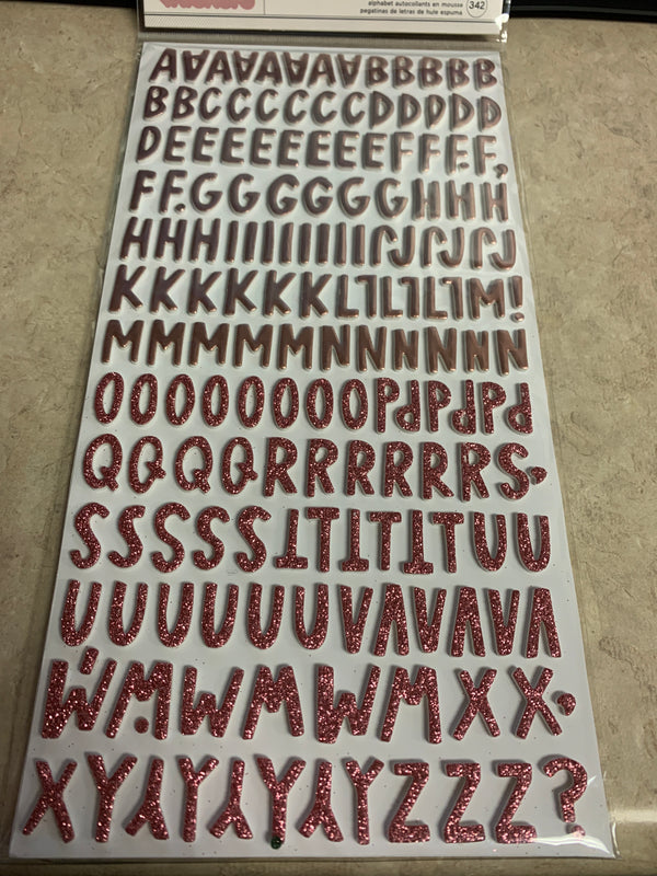 Rose Gold and Glitter Foam Alphabet Stickers - Be Kind - Thickers