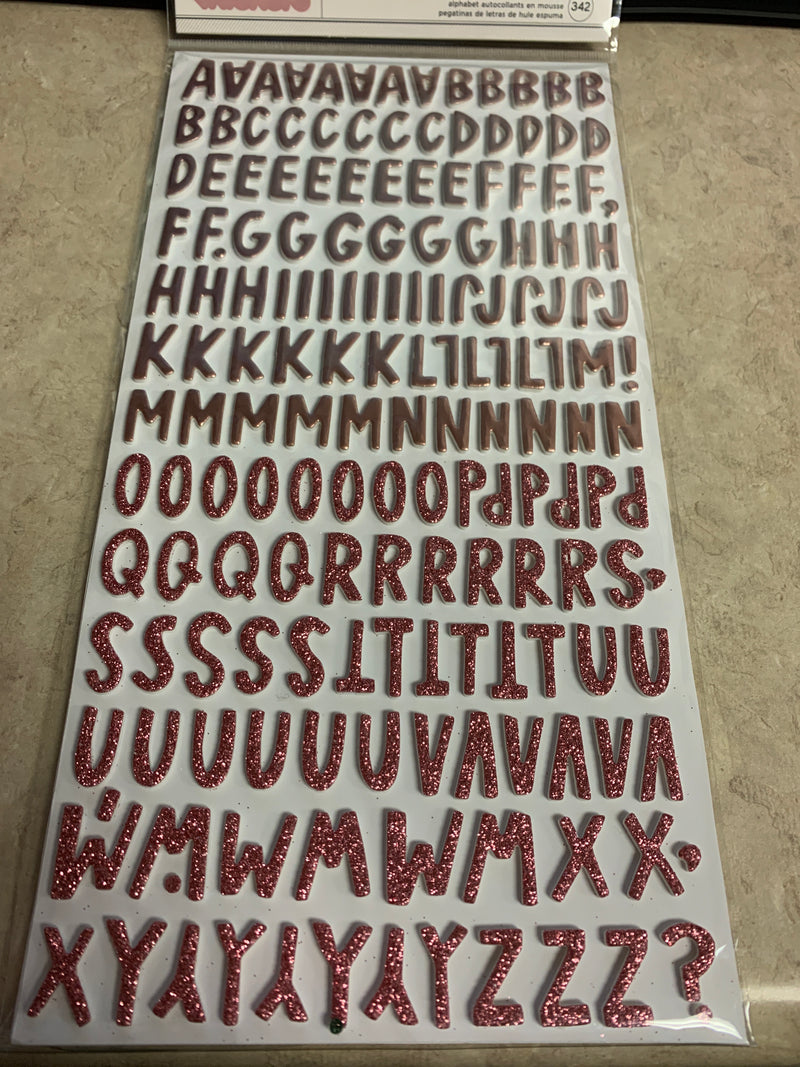 Rose Gold and Glitter Foam Alphabet Stickers - Be Kind - Thickers