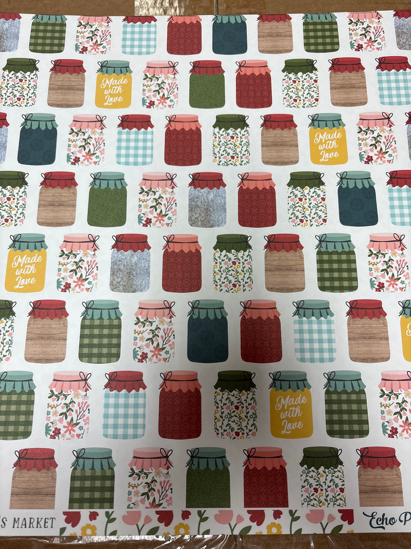 Canning Jars - Farmers Market - 12 x 12 Scrapbook Paper