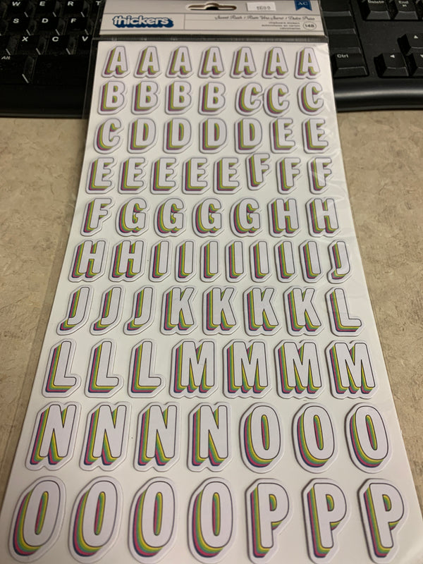 Sweet Rush - Chipboard Alphabet and Number Stickers - Self Adhesive - 148 Count