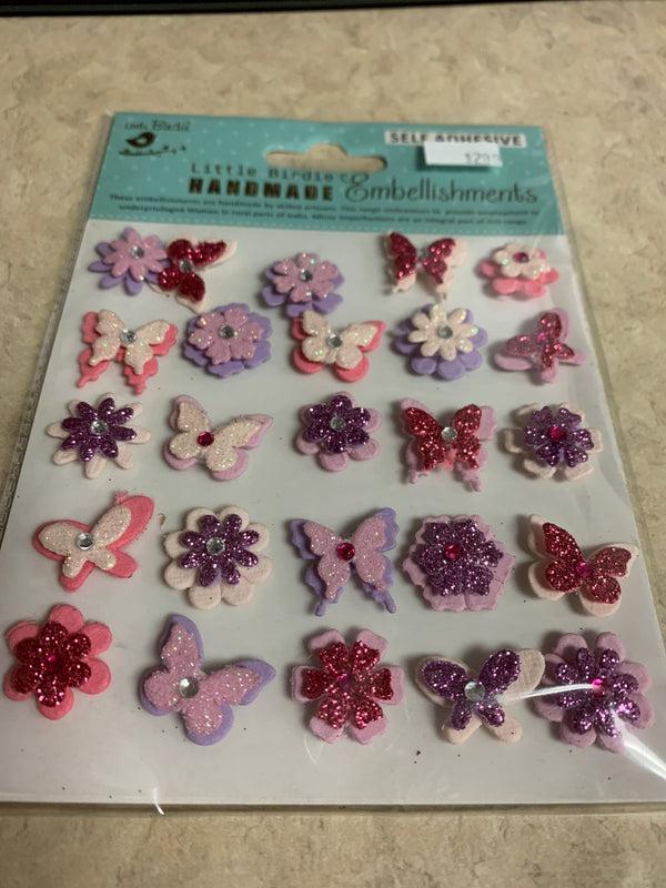 Blooms and Butterflies - Mini Glittered Stickers