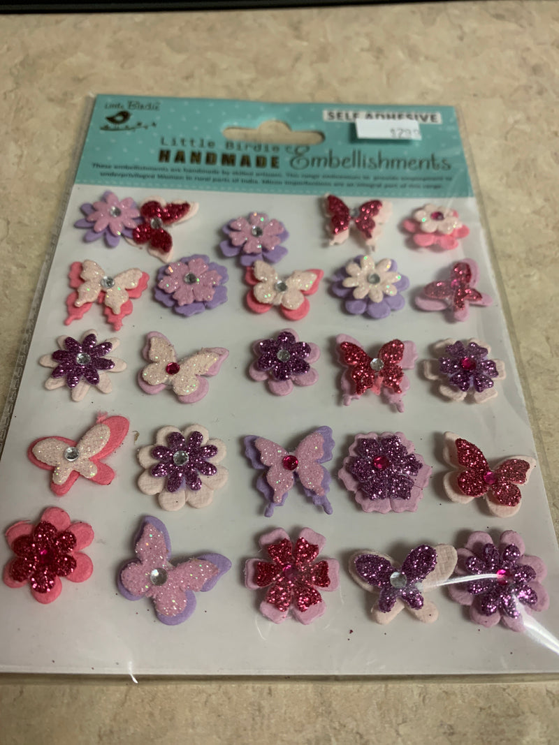 Blooms and Butterflies - Mini Glittered Stickers