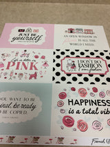 6 x 4 Journaling Cards - French Girl  - 12 x 12 - Scrapbook Paper