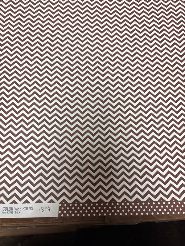 Brick - Chevron and Dot - 12 x 12 Scrapbook Paper