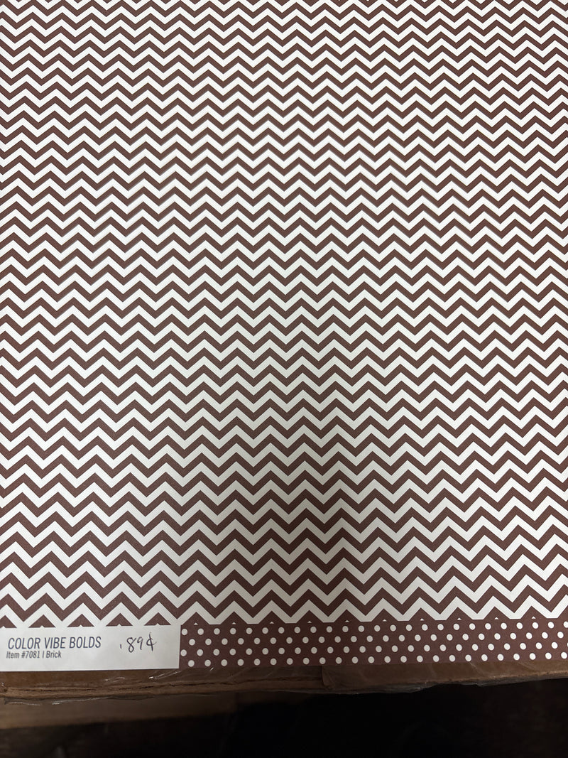 Brick - Chevron and Dot - 12 x 12 Scrapbook Paper
