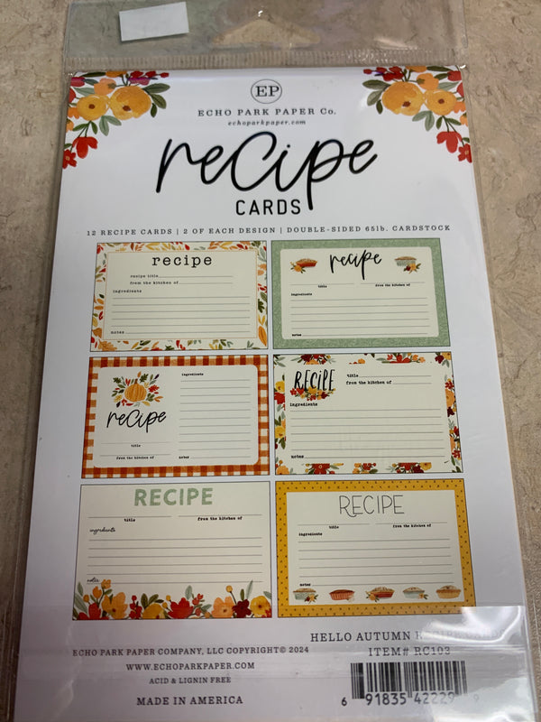 Hello Autumn  -  Recipe Cards