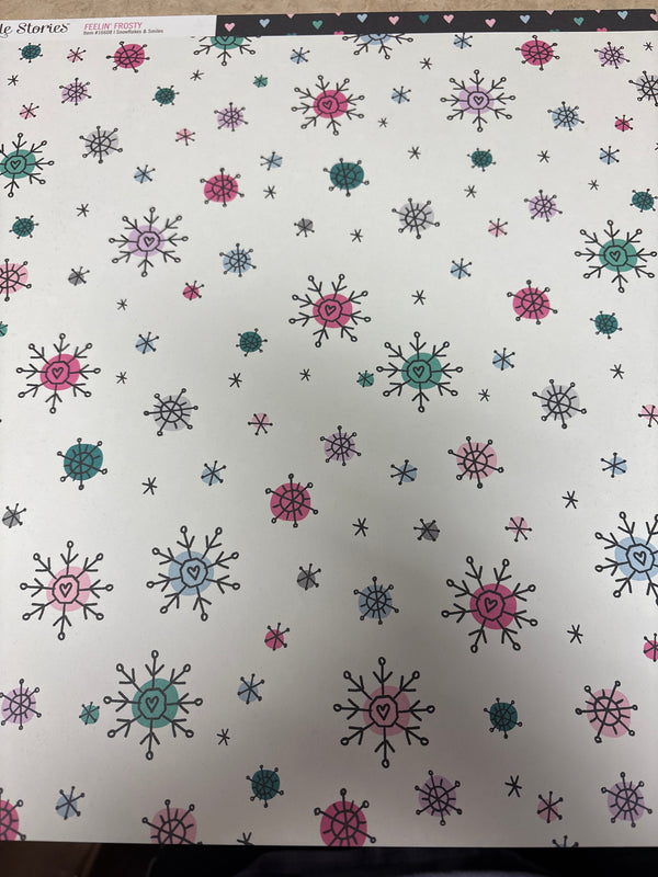 Snowflakes & Smilies - Feelin' Frosty - 12 x 12 Scrapbook Paper
