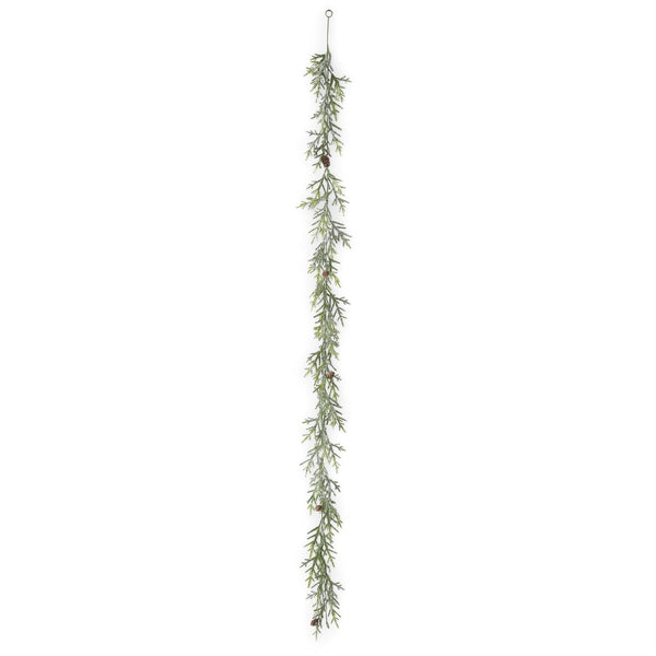 Snowy Juniper Garland with Mini Pinecones - 72 Inch