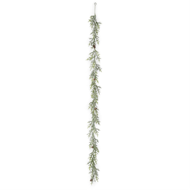 Snowy Juniper Garland with Mini Pinecones - 72 Inch